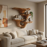Farmhouse Wooden Live Edge Mushroom Shelf For Cozy Interior Design