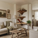 Farmhouse Solid Wood Mushroom Shelf For Living Room And Entryway Decor