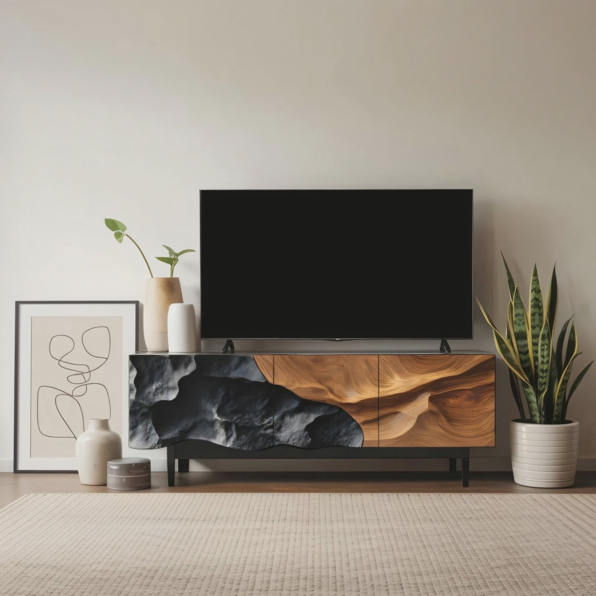 Farmhouse TV Console For Entryway Furniture Style