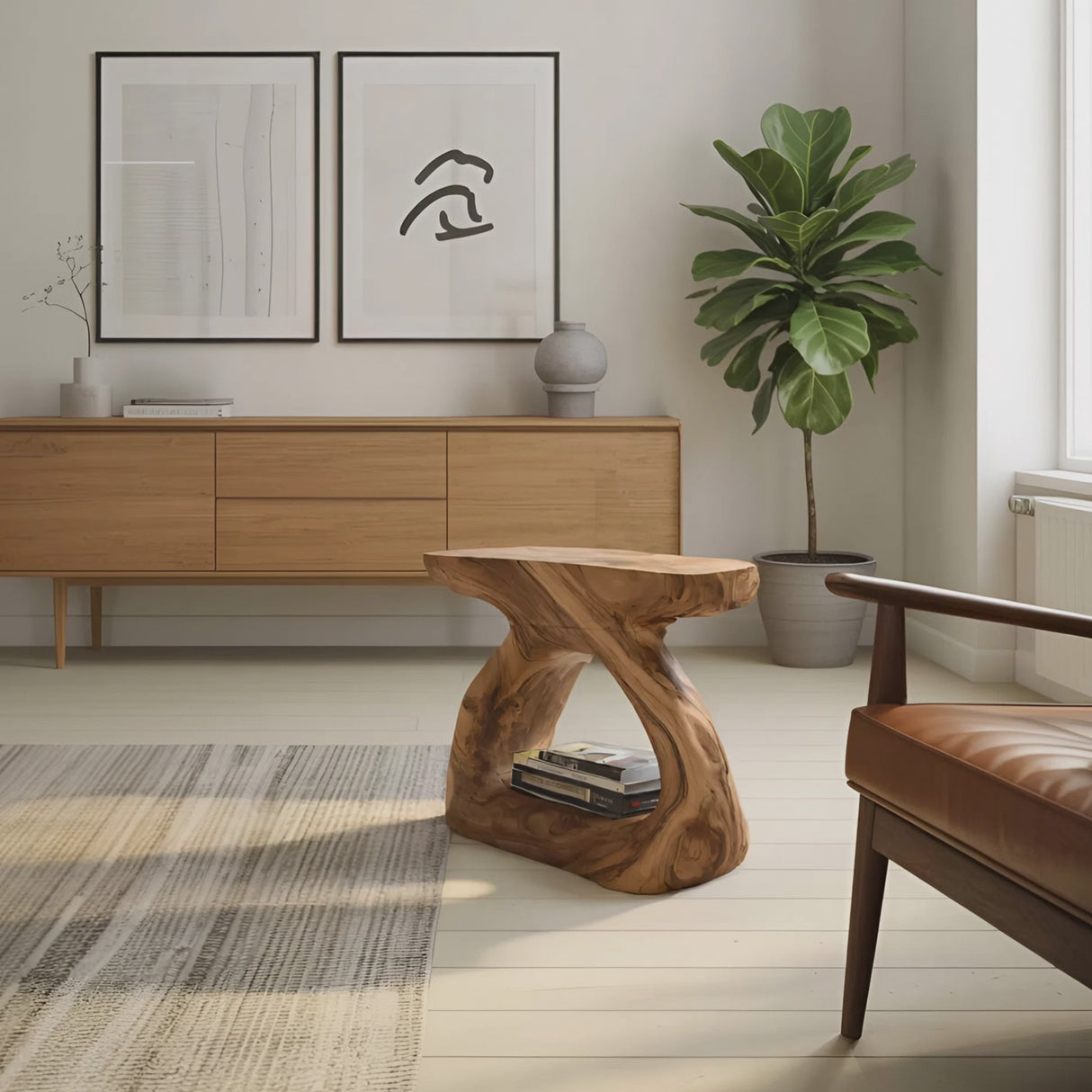 Minimalist Side Table With Storage Shelf For Living Room Decor