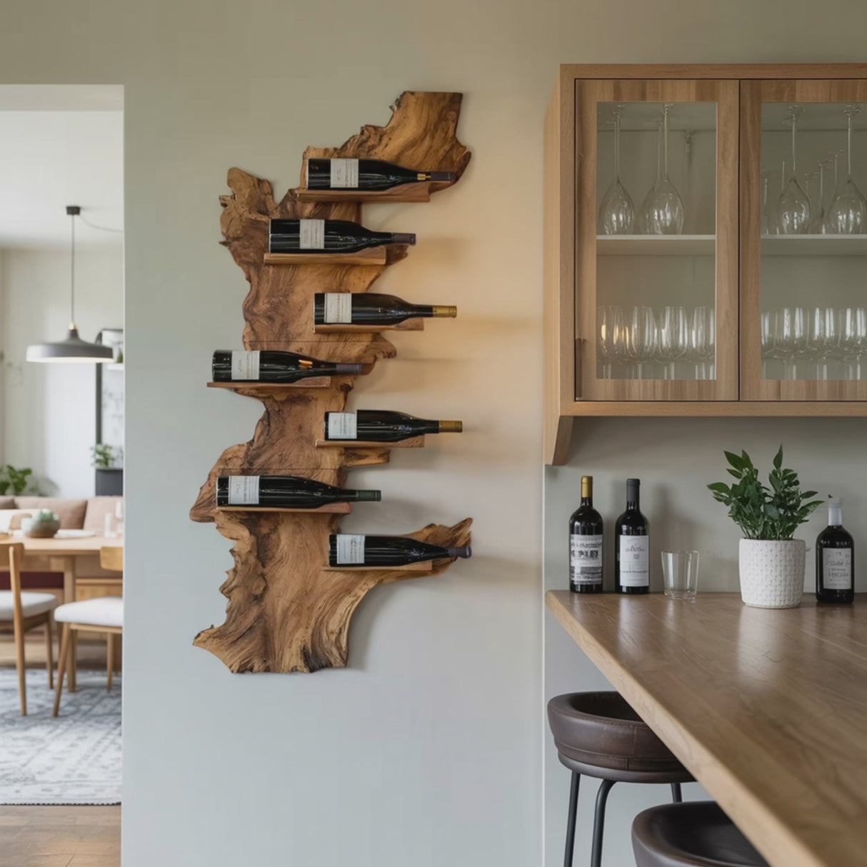 Modern Live Edge Wine Holder For Living Room Furniture Decor