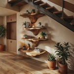 Handcrafted Wooden Live Edge Mushroom Shelf For Unique Home Decor