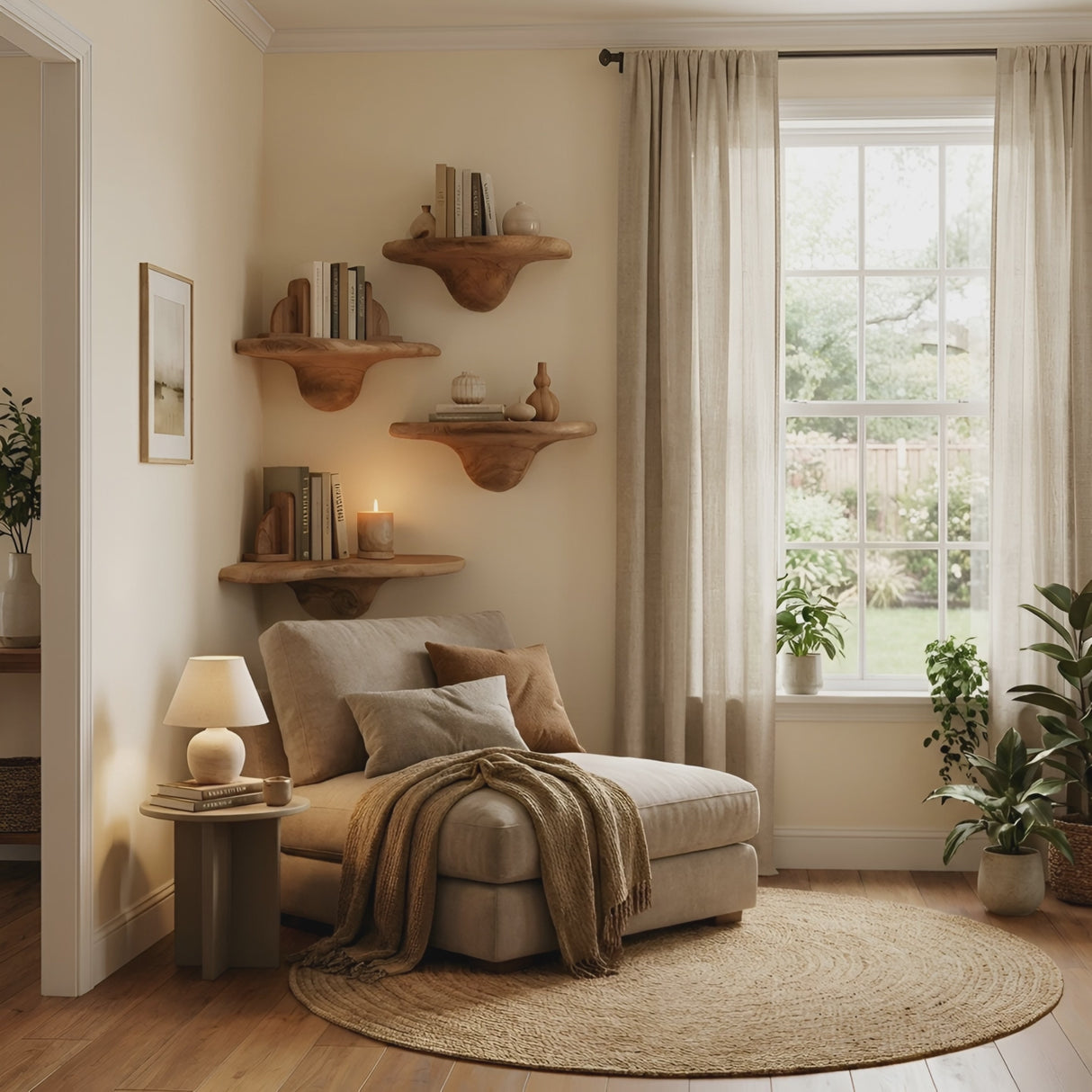 Modern Handcrafted Solid Wood Mushroom Shelf For Bedroom Decor