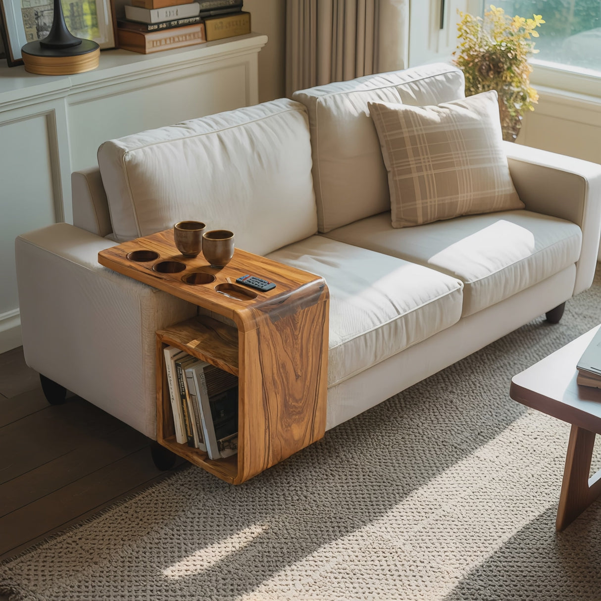 Mid Century Wooden Armrest For Living Room Design