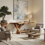 Farmhouse Solid Wood Console Table Sculptural Live Edge For Living Room