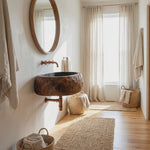 Handcrafted Solid Wood Vanity Sink For Bathroom Furniture Style Decor