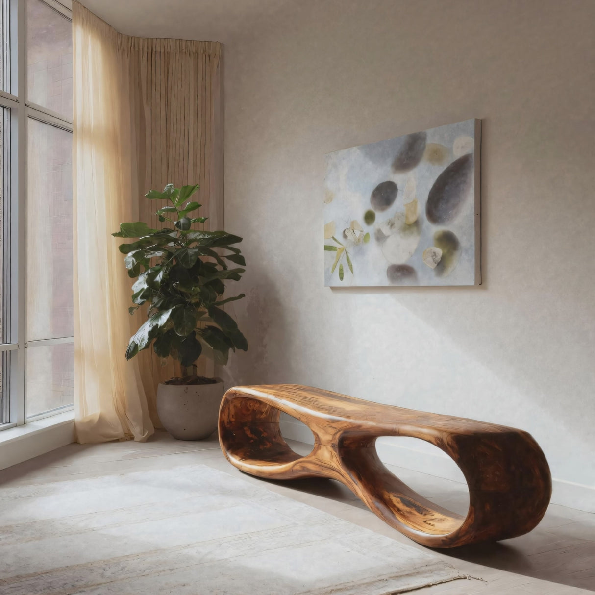 Organic Sculptural Bench For Living Room Decor