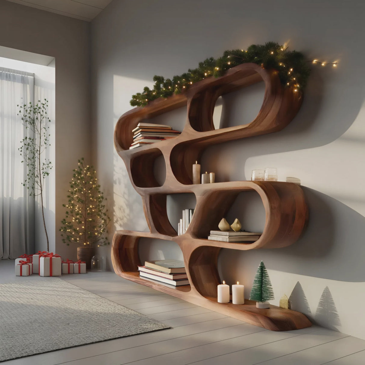 Modern Curved Shelf For Holiday Decoration