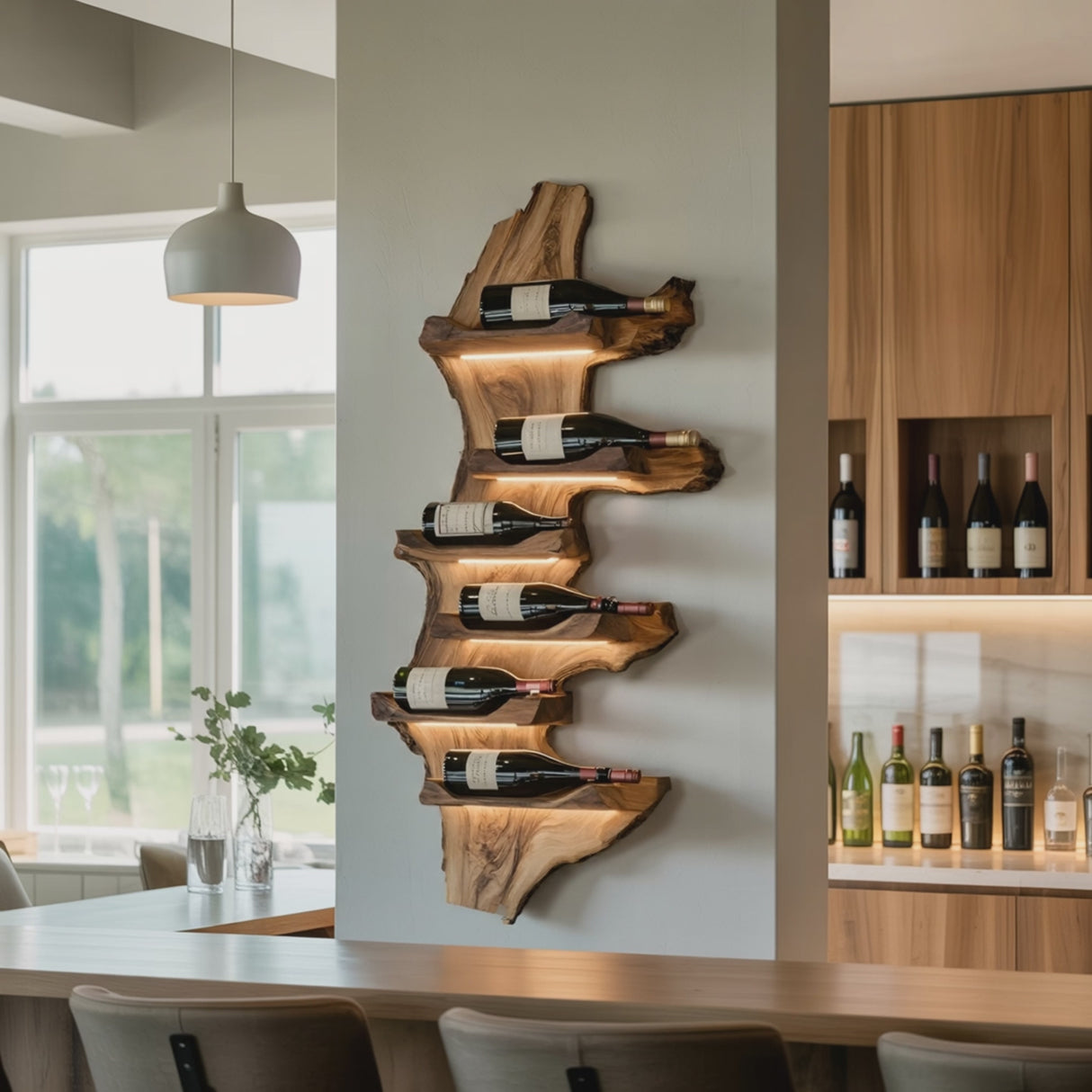 Farmhouse Live Edge Wine Holder For Entryway Furniture Decor