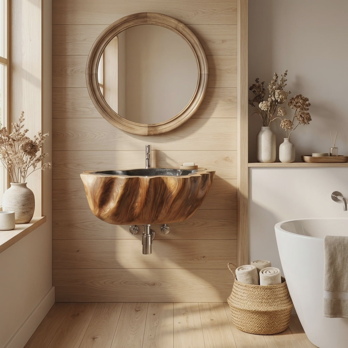 Modern Solid Wood Vanity Sink For Clean Bathroom Design Decor