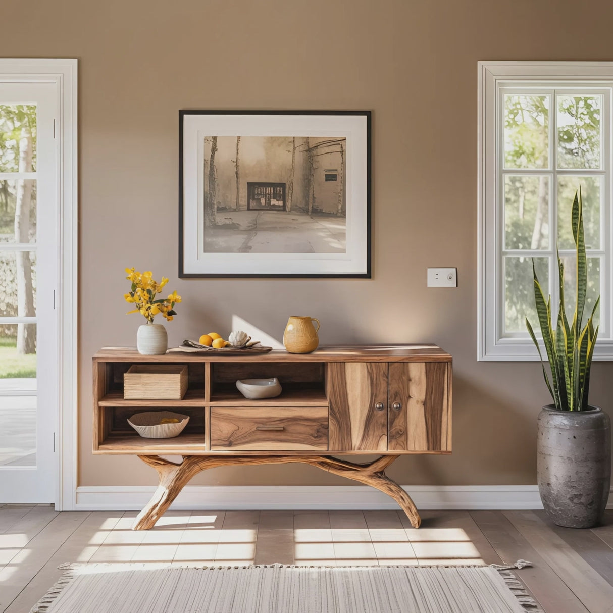 Mid Century Live Edge Entryway Table For Bedroom Decor Inspiration