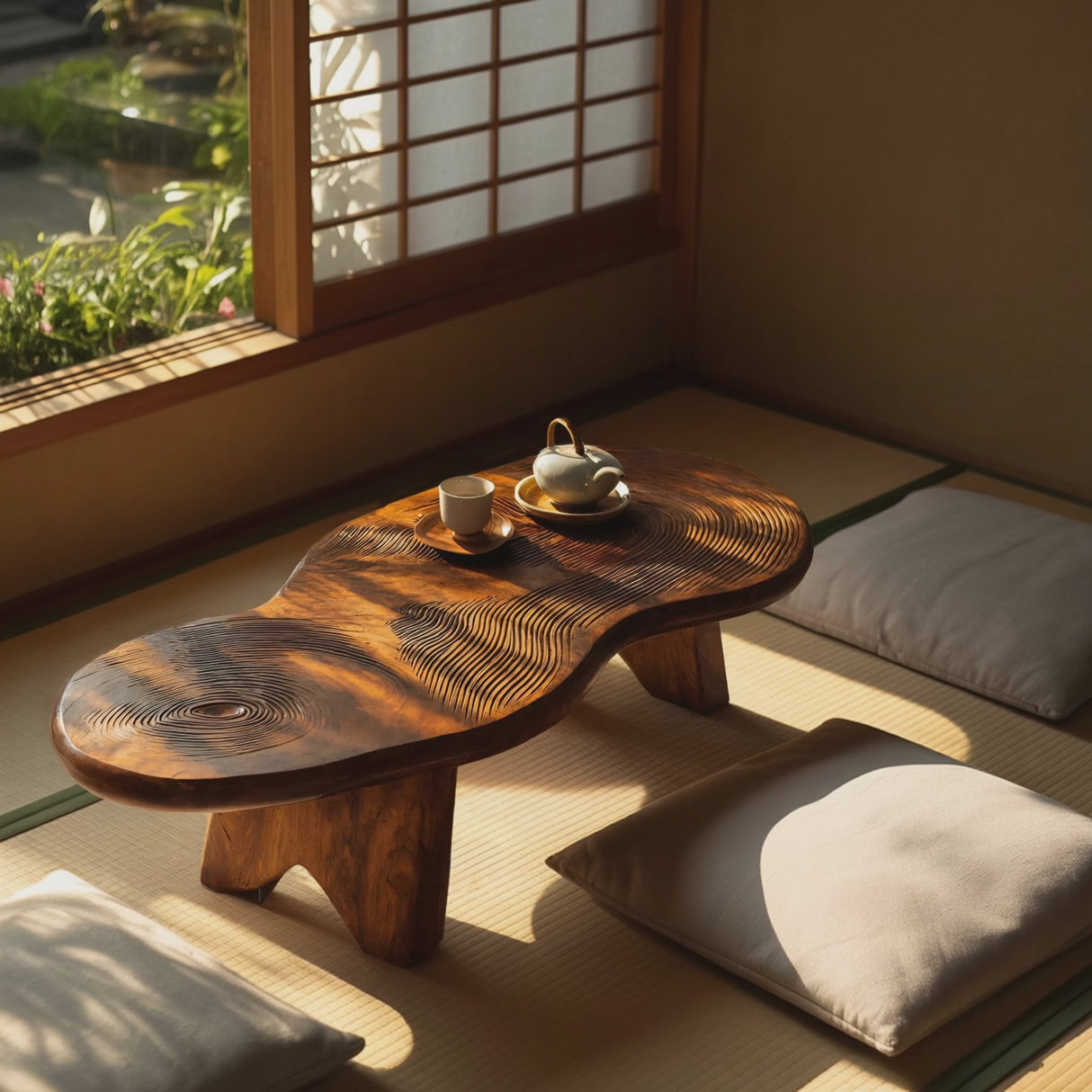 Modern Irregular Wood Coffee Table For Entryway Decor