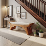 Farmhouse Wooden Bench With Shelf For Bedroom Setup
