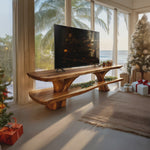 Farmhouse Wooden Live Edge TV Console For Winter Decor Style