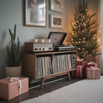 Farmhouse Wooden Record Stand For Entryway Christmas Display