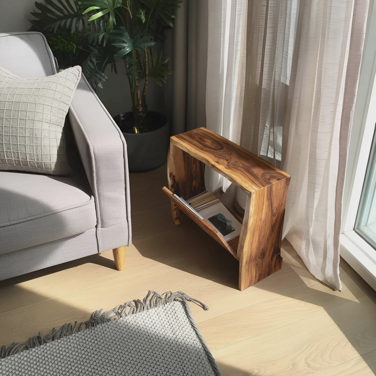 Farmhouse Wooden Side Table For Rustic Home Style