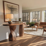 Mid Century Solid Wood Console Table Sculptural Form For Entryway Design
