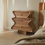 Wavy Sculptural Wood Cabinet 3 Drawer Chest For Bedroom Or Living Room