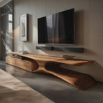 Modern TV Console Curved Open Storage For Living Room