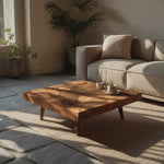 Farmhouse Irregular Wooden Coffee Table For Furniture Decor