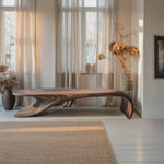 Modern Sculptural Bench With Flowing Curves For Living Room
