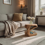Artistic Side Table With Storage Shelf For Living Room