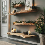 Handcrafted Solid Wood Floating Shelf For Holiday Living Room Design