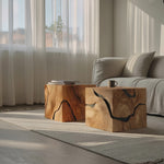 Handcrafted Wooden Cube Coffee Table For Rustic Decor