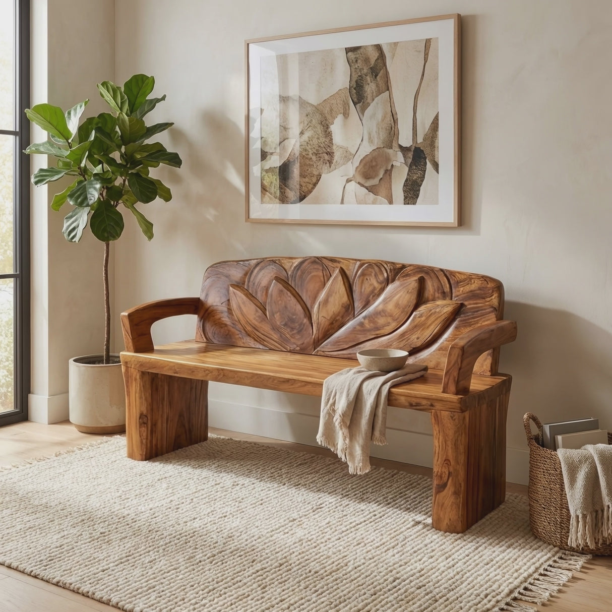 Live Edge Handmade Wood Bench For Entryway Seating Decor