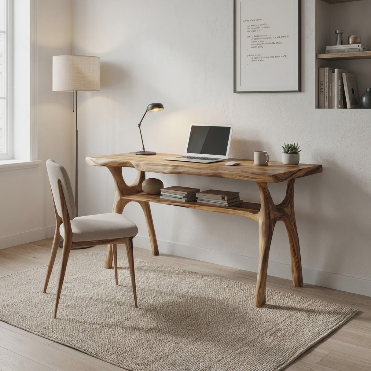Mid Century Solid Wood Desk For Stylish Bedroom Workspace