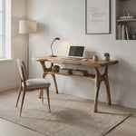 Mid Century Solid Wood Desk For Stylish Bedroom Workspace