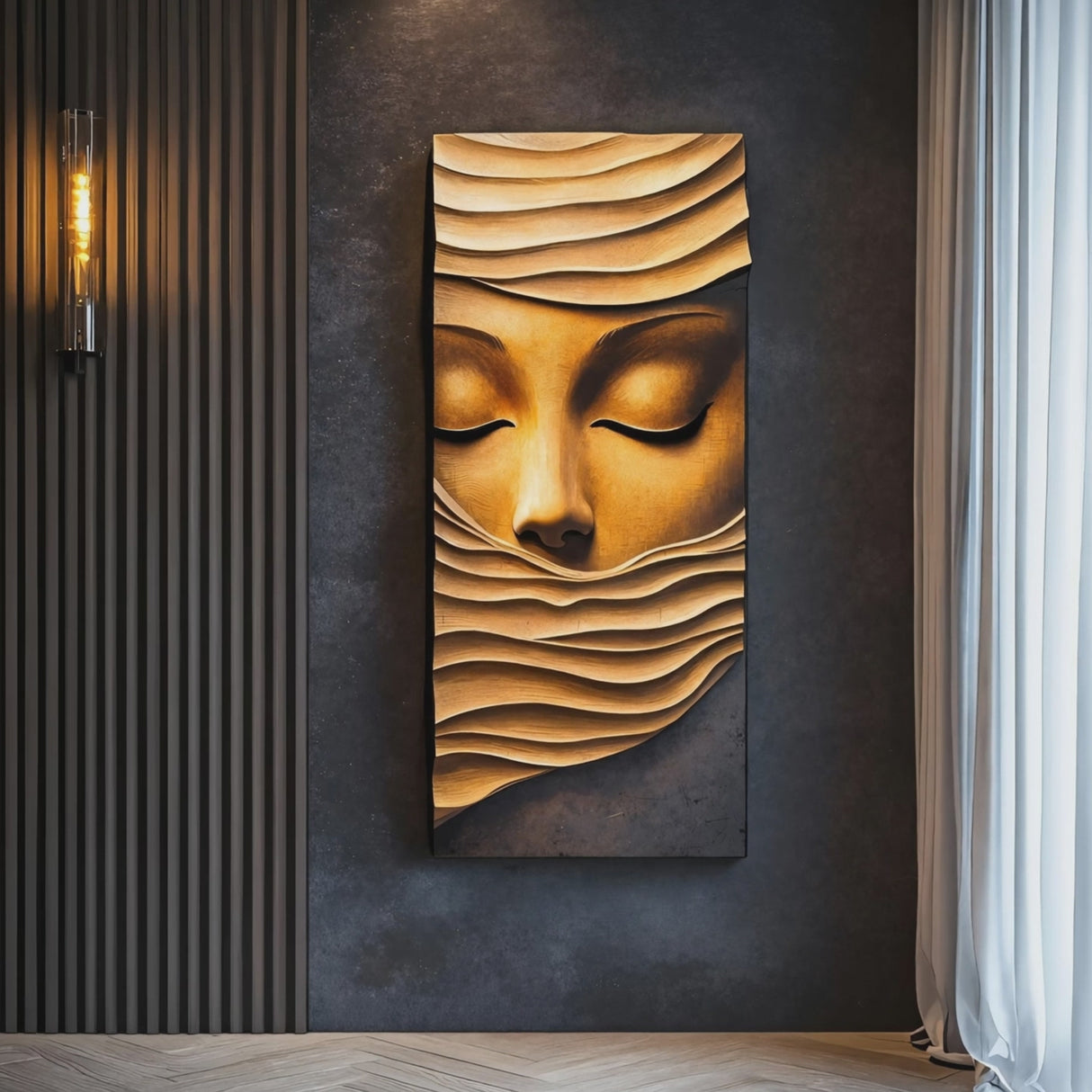 Mid Century Wood Wall Sculpture For Furniture Design Touch