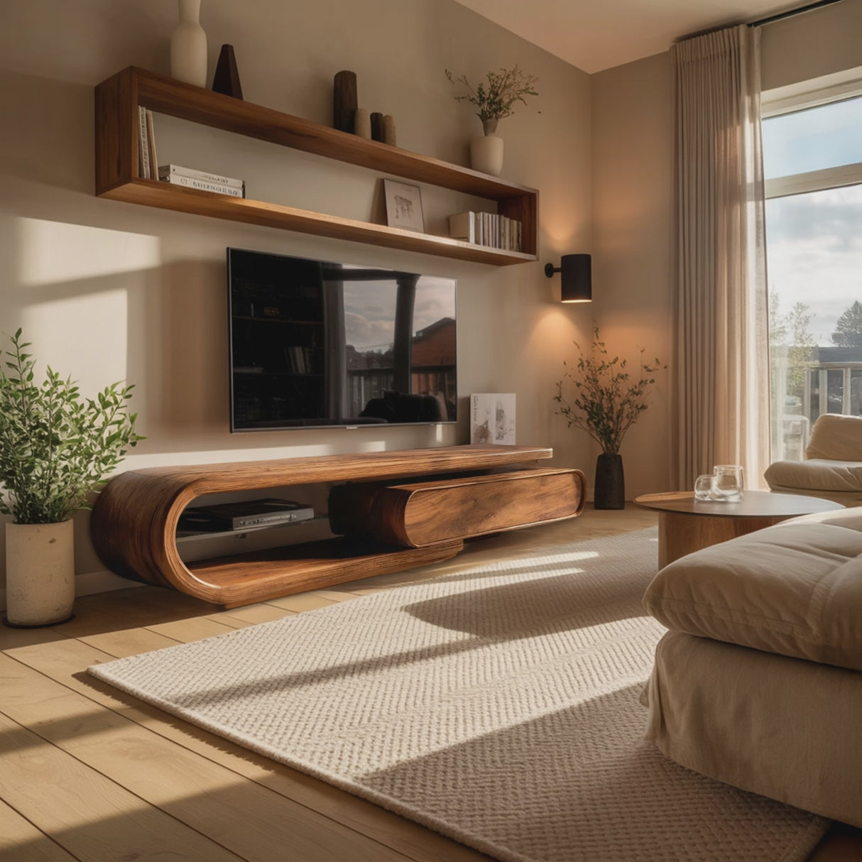 Organic Curved TV Cabinet For Modern Home