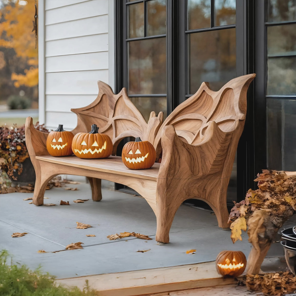 Mid Century Live Edge Outdoor Bench For Patio And Garden Design