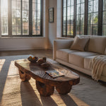 Mid Century Irregular Wooden Coffee Table For Living Room Decor