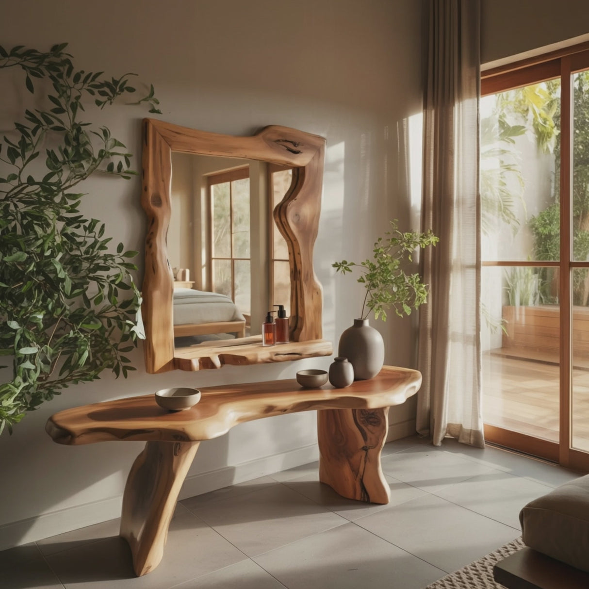 Rustic Style Live Edge Wall Mirror Entryway Bathroom And Bedroom