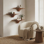Handcrafted Wooden Mushroom Shelf For Artistic Living Room Decor