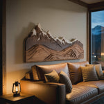 Mountain Wall Art Carving For Living Room And Nature Inspired Home