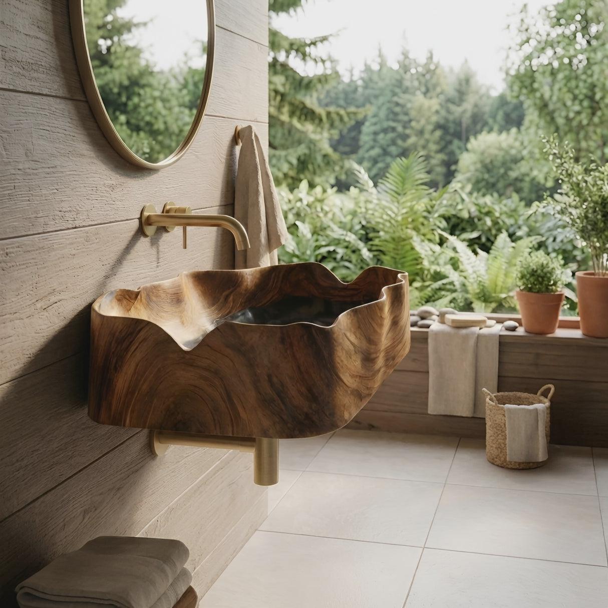 Farmhouse Solid Wood Vanity Sink For Bathroom Furniture Design
