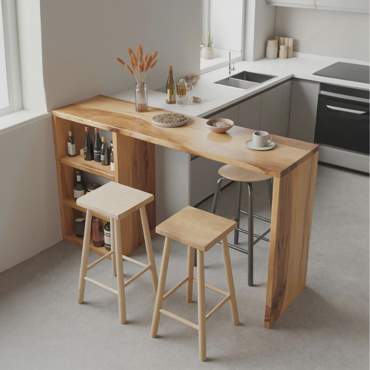 Compact Bar Table With Storage For Small Dining Area