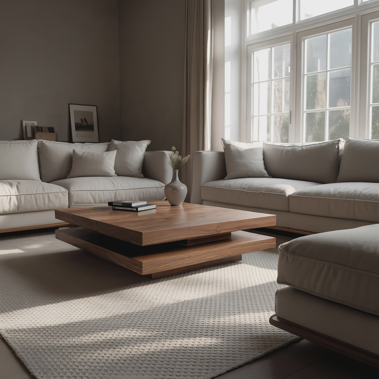 Modern Rustic Wooden Live Edge Coffee Table For Living Room