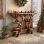 Rustic Solid Wood Console Table For Holiday Living Room Decor