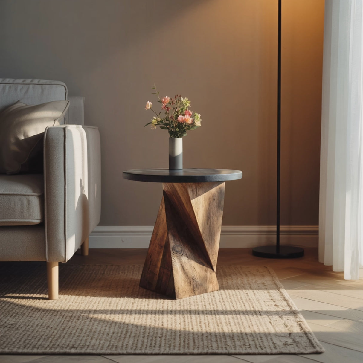 Mid Century Wooden Side Table For Cozy Bedroom Nightstand