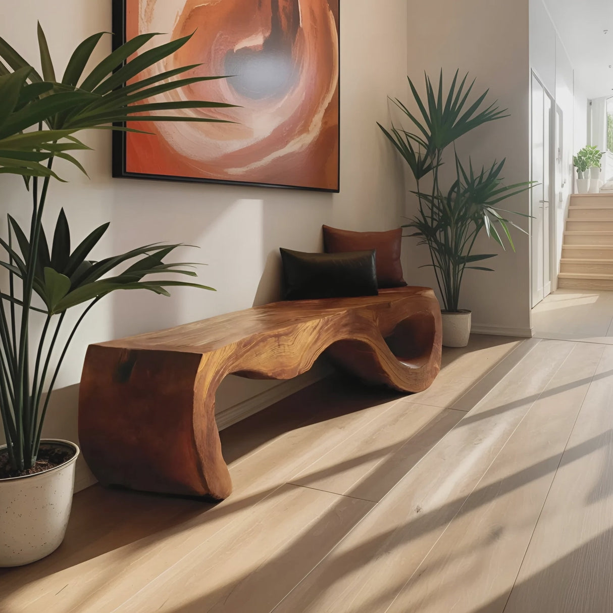 Organic Sculptural Bench For Entryway Or Living Room