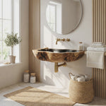 Handcrafted Solid Wood Vanity Sink For Custom Bathroom Furniture Decor