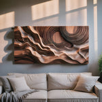 Layered Wave Wall Sculpture With Abstract Circles For Living Room