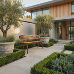 Outdoor Wooden Bench With Wave Carved Backrest For Garden