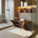 Modern Organic Bathroom Seat With Center Shelf For Bathroom