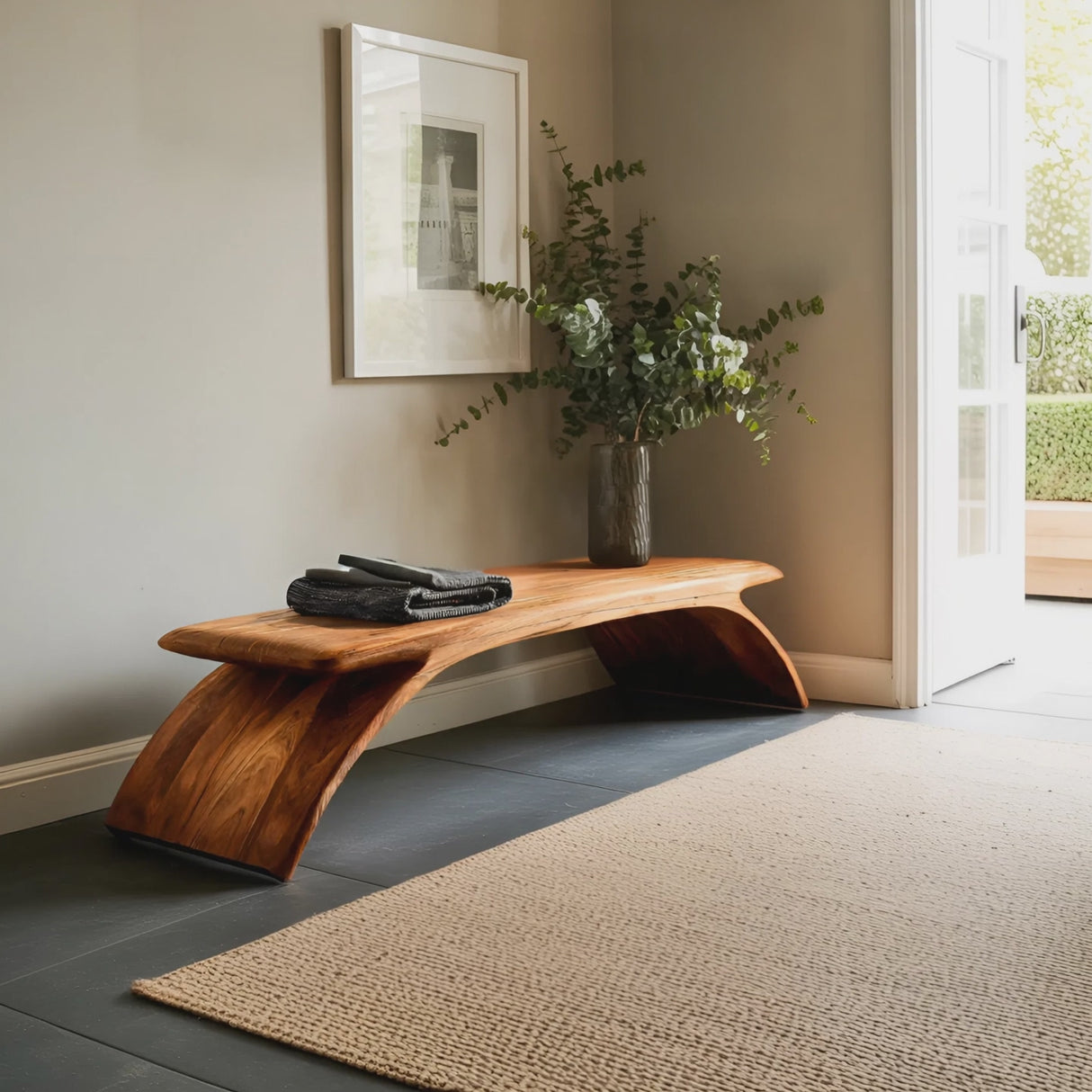 Modern Curved Bench For Hallway Seating