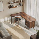 Curved Office Desk With Storage Drawers For Home Office